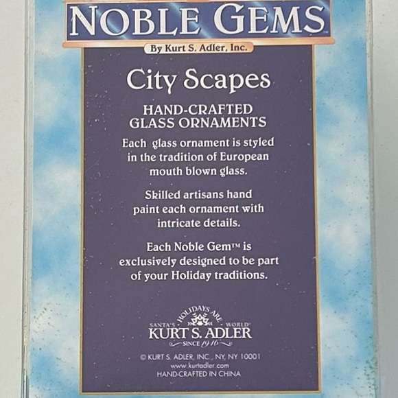 Kurt Adler Noble Gems Hollywood, CA Cityscape Glass Ornament, NEW in Package - Picture 6 of 10